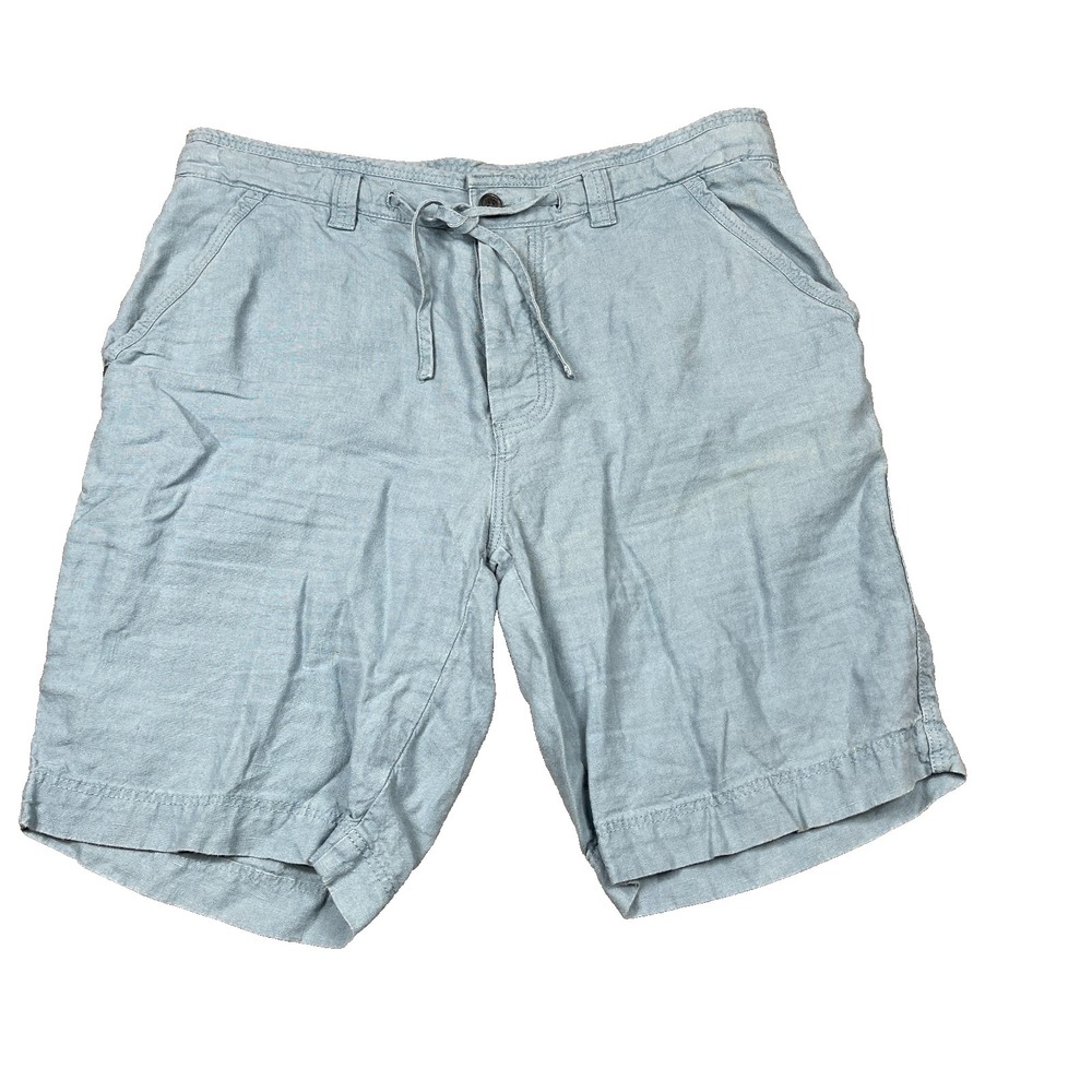 Vintage Baird McNutt  Murano Linen Shorts Mens 34 Blue Drawstring Coastal  10"
